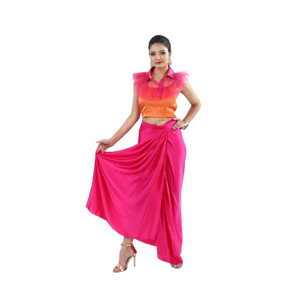 Pink_Premium_Glamorous_Satin_Fusion_For_Women