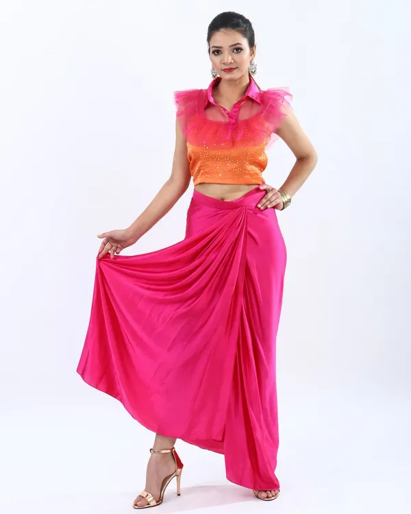 Pink_Premium_Glamorous_Satin_Fusion_For_Women