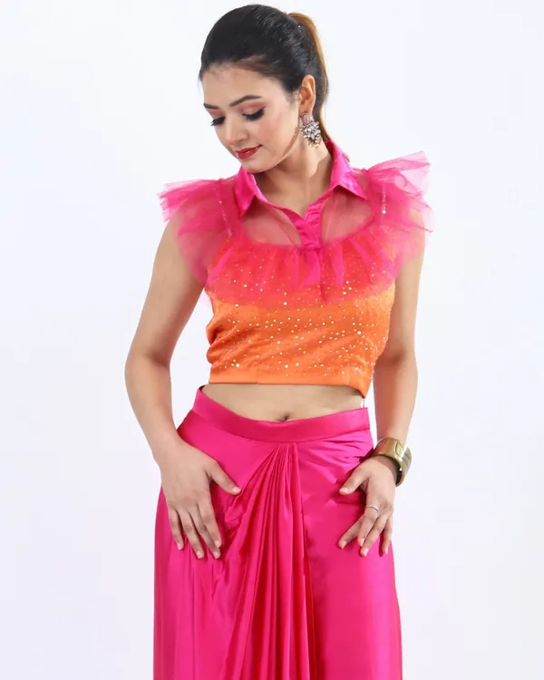 Pink_Premium_Glamorous_Satin_Fusion_For_Women