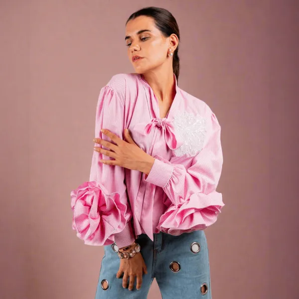 Pink_Premium_Glamorous_Rayon_Shirt_For_Women