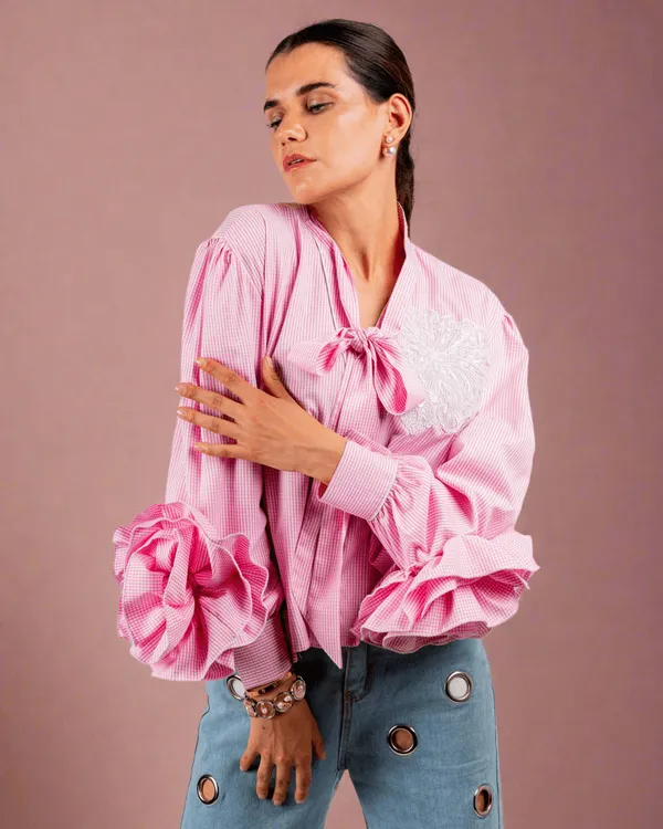 Pink_Premium_Glamorous_Rayon_Shirt_For_Women