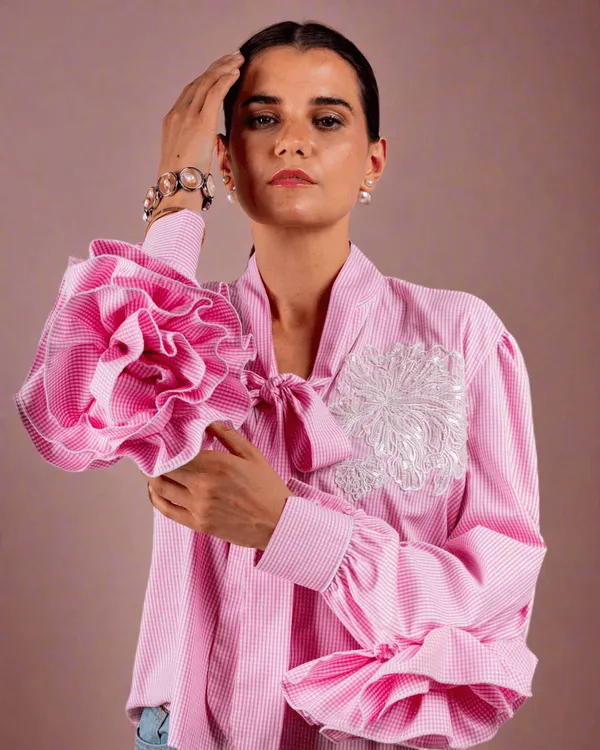 Pink_Premium_Glamorous_Rayon_Shirt_For_Women
