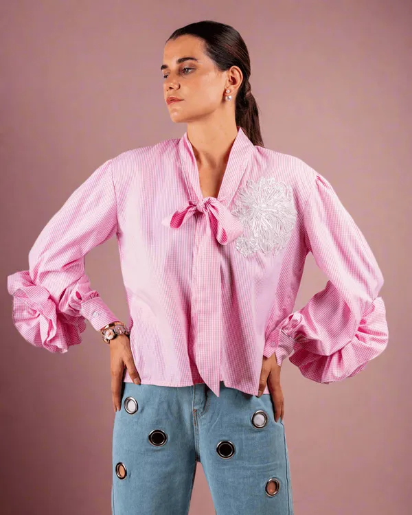 Pink_Premium_Glamorous_Rayon_Shirt_For_Women