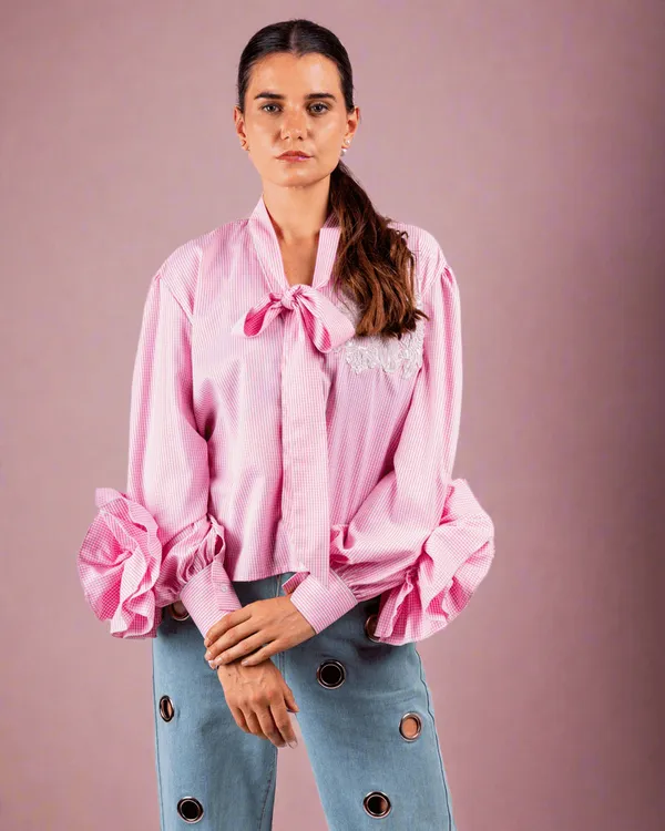 Pink_Premium_Glamorous_Rayon_Shirt_For_Women