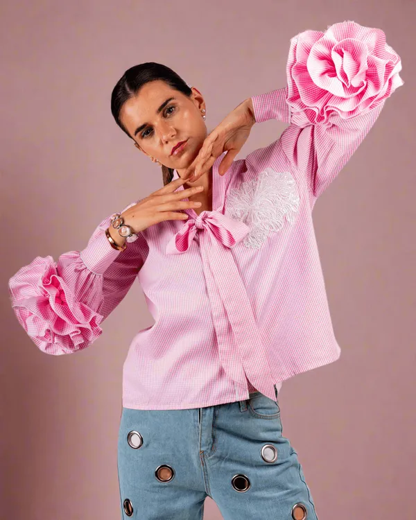 Pink_Premium_Glamorous_Rayon_Shirt_For_Women