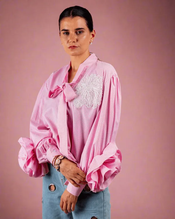 Pink_Premium_Glamorous_Rayon_Shirt_For_Women