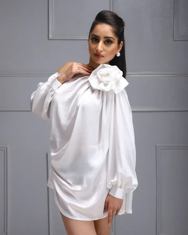 White_Premium_Glamorous_Satin_Dress_For_Women