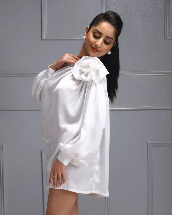 White_Premium_Glamorous_Satin_Dress_For_Women