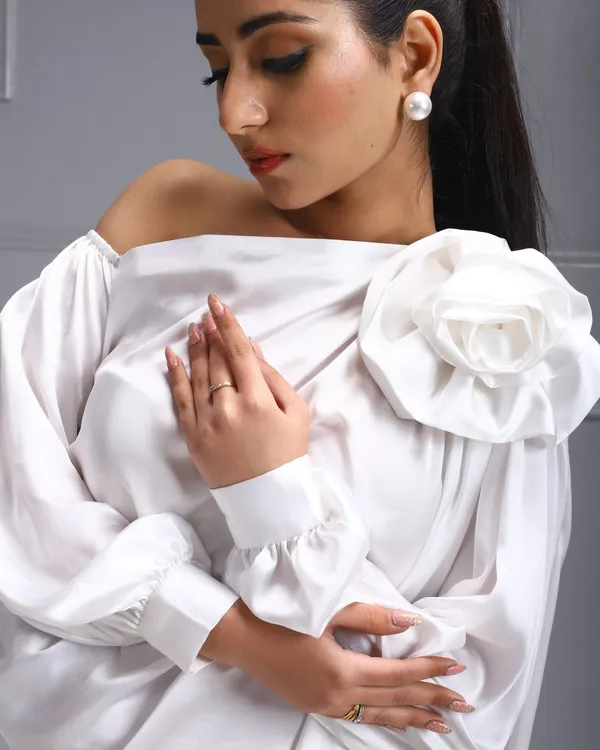 White_Premium_Glamorous_Satin_Dress_For_Women