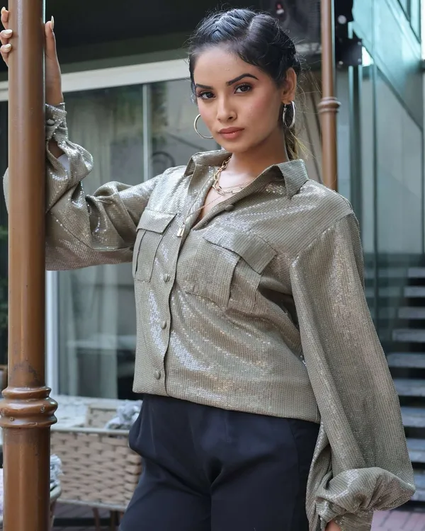 Grey_Premium_Glamorous_Rayon_Shirt_For_Women