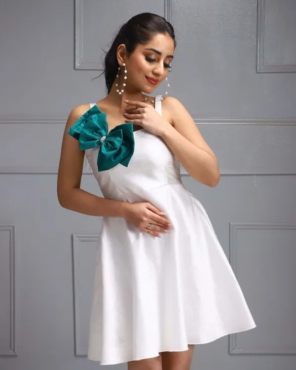 White_Premium_Glamorous_Silk_Dress_For_Women