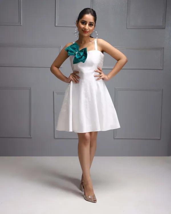 White_Premium_Glamorous_Silk_Dress_For_Women
