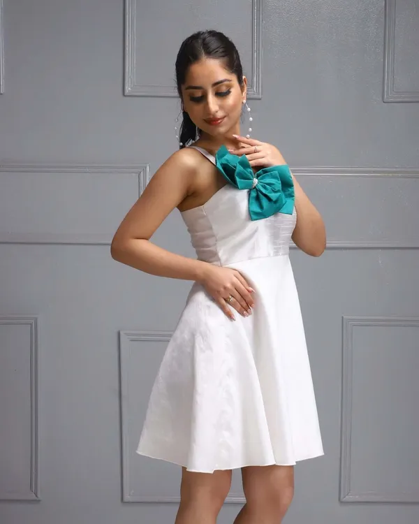 White_Premium_Glamorous_Silk_Dress_For_Women