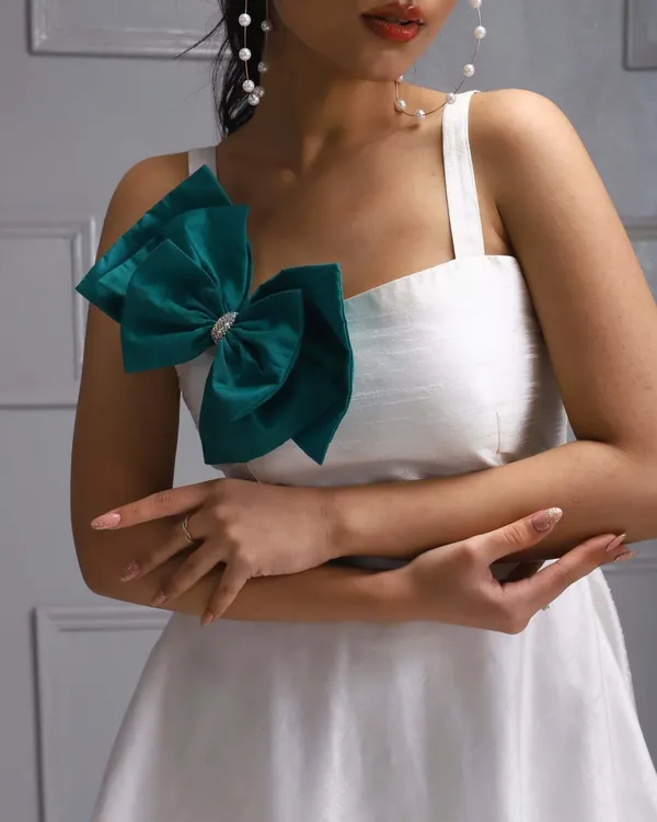 White_Premium_Glamorous_Silk_Dress_For_Women