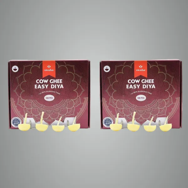 Iisc_Certified_Premium_Cow_Ghee_Diya_Batti_100_Pieces_30Min_Burning_Time_Wax_Free_Cow_Ghee_Diya_Batti_For_Puja_Pack_Of_2