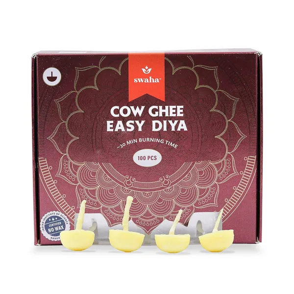 Iisc_Certified_Premium_Cow_Ghee_Diya_100_Pieces_30Min_Burning_Time_Wax_Free_Cow_Ghee_Diya_Batti_Pack_Of_1