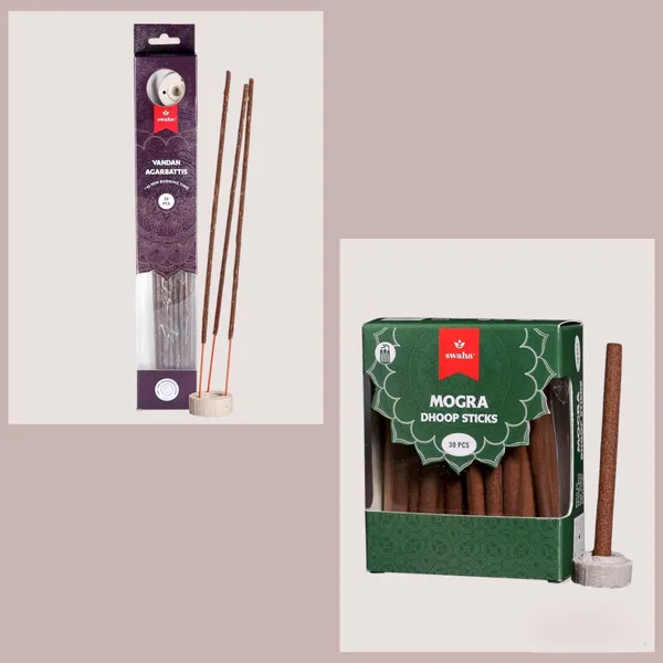 Combo_Of_Swaha_Vandan_Agarbatti_&Swaha_Mogra_Dhoop_Stick_(Vandan_Agarbatti_20_Pieces_Mogra_Dhoop_Stick_30_Pieces)