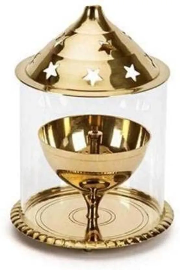 Brass_Udupi_Lamp_With_Glass_Cover_Akhand_Jyoth_Home_&_Office