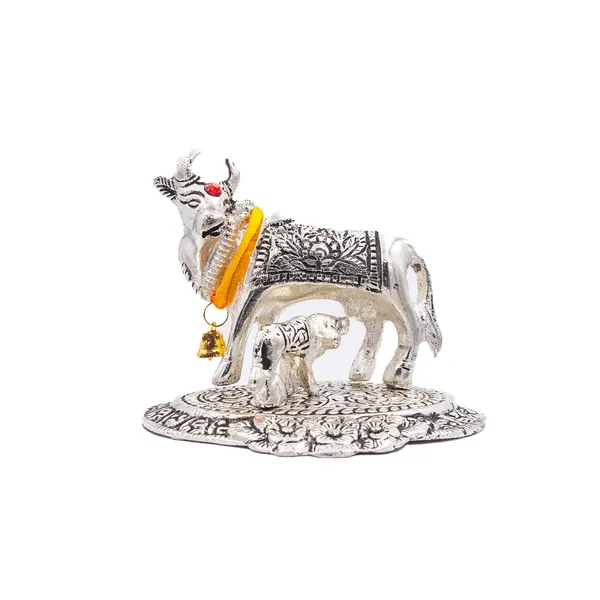 Cow_And_Calf_Kamdhenu_Cow_Statue_Silver_Color_Sacared_Animal_Idols_Pooja_And_Decorations