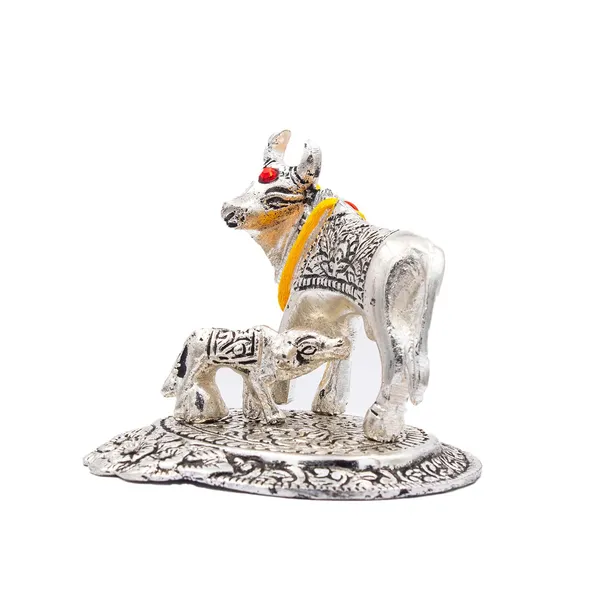 Cow_And_Calf_Kamdhenu_Cow_Statue_Silver_Color_Sacared_Animal_Idols_Pooja_And_Decorations