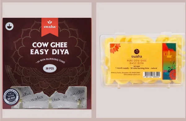 Combo_Of_Swaha_Panvhagavya_Diya_Without_Ghee&_Swaha_Cow_Ghee_Diya_30Pcs_30_Min_(Pack_Of_1)_(Scented_Diya_Batti_30_Pieces_Panchagavya_Diya_11_Pieces)
