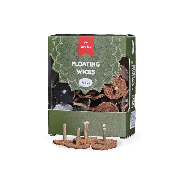 Combo_Of_Swaha_Pure_Ghee_Diya_7Min_Swaha_Floating_Wicks_&Swaha_Sindhoor_(Diya_Batti_30_Pieces_Floating_Wicks_50_Pieces_Sindhoor_50G)