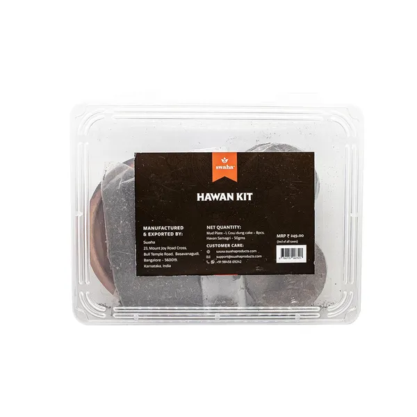 Combo_Of_Swaha_Havan_Kit_Bring_An_Positive_Energy_From_Your_Pooja_Swaha_Kubera_Yantra_With_Gold_Plated_(Kubera_Yantra_8_X_8.5_Cm_Havan_Kit_With_Samagri_50G_Cow_Dung_Cake_8_Pieces_Mud_Plate_1_Piece)