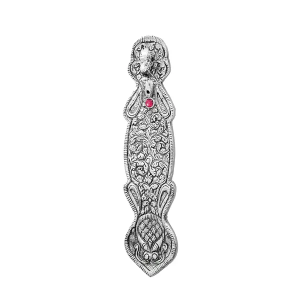 Pack_Of_2_Swaha_Incense_Holder_Elephant_With_Art_|_Silver_Color_Metal_Agarbatti/_Dhoopbatti_Holder_&_Swaha_Red_Moli