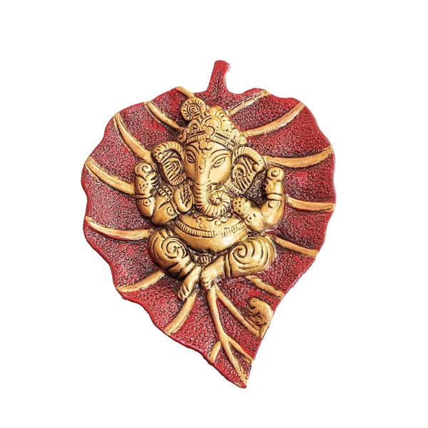 Leaf_Ganesha_Wall_Hanging_Red_And_Golden_Color_Ganapathi_HandCrafted