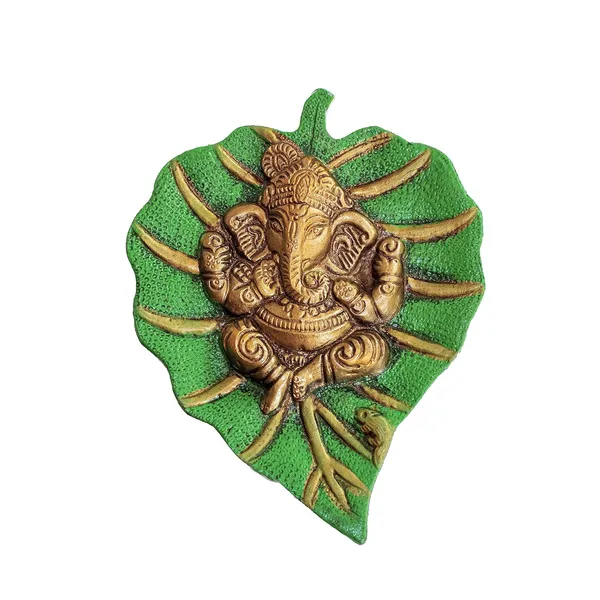 Leaf_Ganesha_Wall_Hanging_Green_And_Golden_Color_Ganapathi_Idols_Handcrafted_Wall_Hanging_Ganapathi_Home_Decor_Housewarming_Gift_Decorative_Religious_Showpiece_With_Spiritual_Vibes