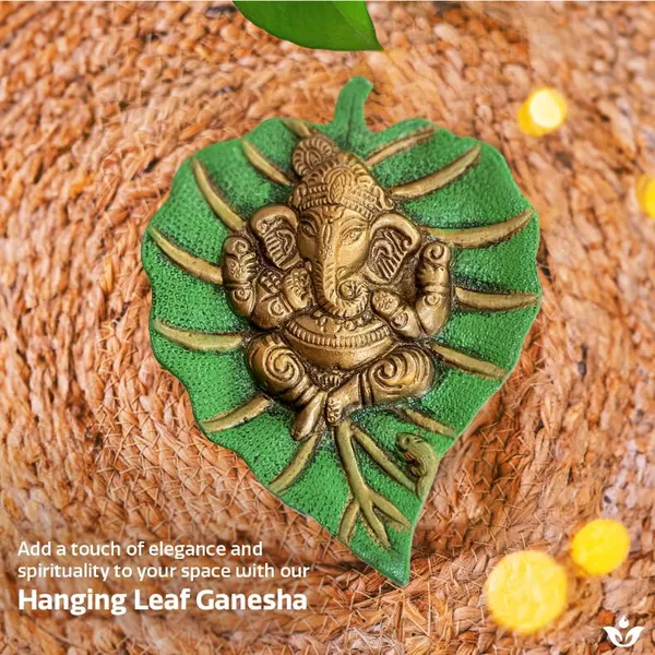 Leaf_Ganesha_Wall_Hanging_Green_And_Golden_Color_Ganapathi_Idols_Handcrafted_Wall_Hanging_Ganapathi_Home_Decor_Housewarming_Gift_Decorative_Religious_Showpiece_With_Spiritual_Vibes
