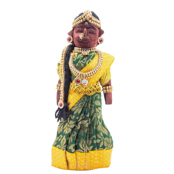 Marapachi_Raja_Rani_Wooden_Doll_20Cm_Height_Bommala_Koluvu_Dolls_Pattada_Gombe_With_Dress_Navratri_Special_Dolls