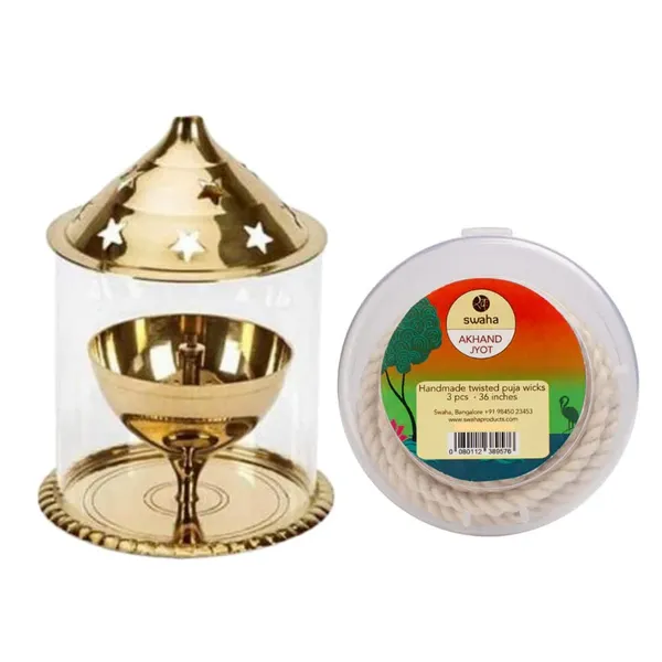 Brass_Udupi_Lamp_Akhand_Jyoth_Long_Wicks3Pcs_Combo_Akhand_Jyoth_Lamp