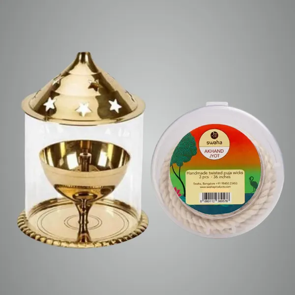 Brass_Udupi_Lamp_Akhand_Jyoth_Long_Wicks3Pcs_Combo_Akhand_Jyoth_Lamp