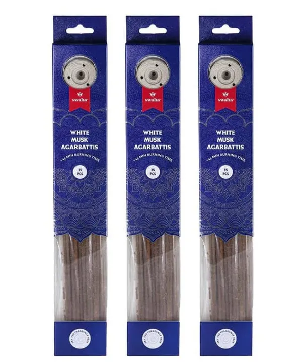 White_Musk_Agarbatti_(Set_Of_35),_Long_Lasting_White_Musk_Fragrance_Incense_Sticks_-_Pack_Of_3