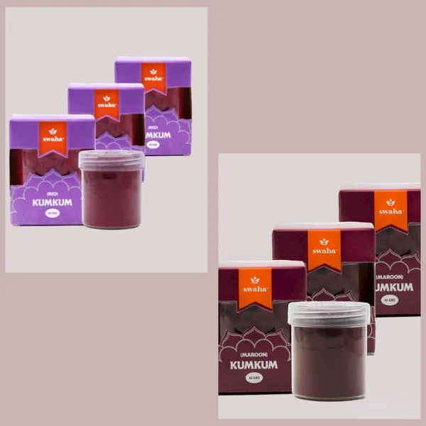 Combo_Of_Swaha_Maroon_Kumkum_(Pack_Of_3),&Swaha_Red_Kumkum_(Pack_Of_3)_(Red_Kumkum_40G_Maroon_Kumkum_40G)