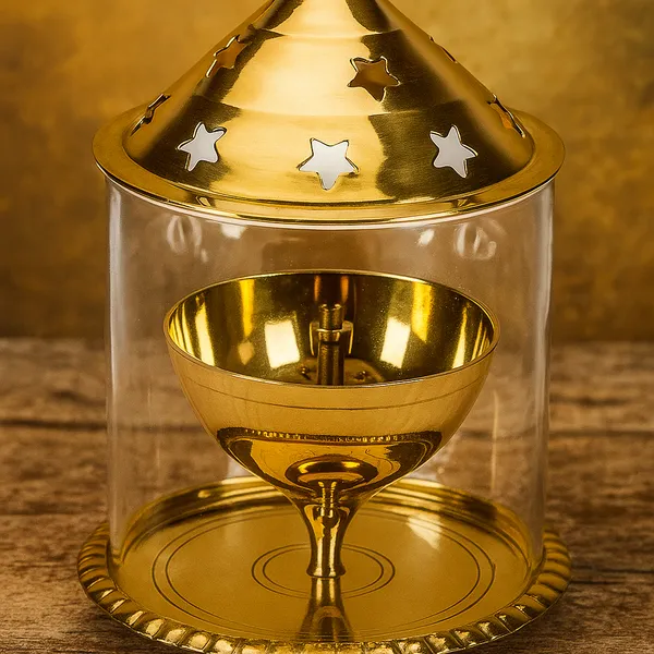 Brass_Udupi_Lamp_With_Glass_Cover_Akhand_Jyoth_Home_&_Office