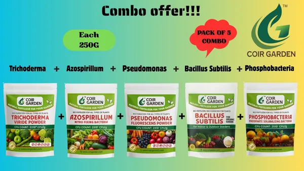 COIR_GARDEN_Combo_of_5_(Each_250g)_-_Trichoderma_+_Azospirillum_+_Pseudomonas_+_Bacillus_Subtills_+_Phosphobacteria.