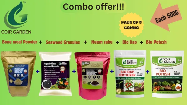 COIR_GARDEN_Combo_of_5_(Each_500g)_-_Bonemeal_+_Seaweed_Granules_+_Neem_cake_+_Bio_Dap_+_Bio_Potash.