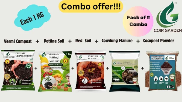 COIR_GARDEN_Combo_of_5__(Each_1_KG)_-_Vermicompost_+_Pottingsoil_+_Redsoil_+_Cowdung_Manure_+_Cocopeat_powder.