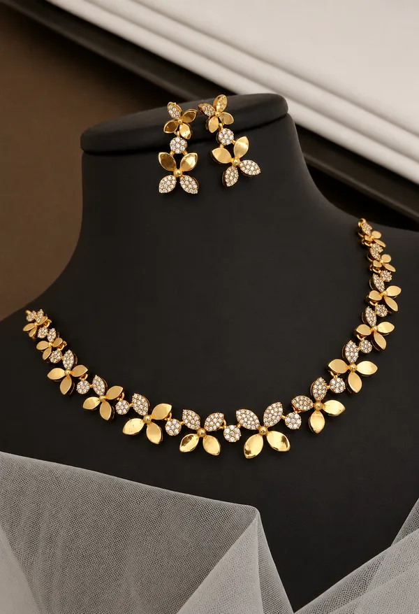 Gold_Plated_AD_Necklece_Set_with_Unique_designer_Pis