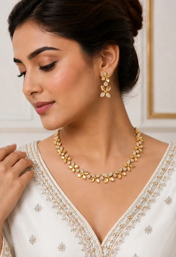 Gold_Plated_AD_Necklece_Set_with_Unique_designer_Pis