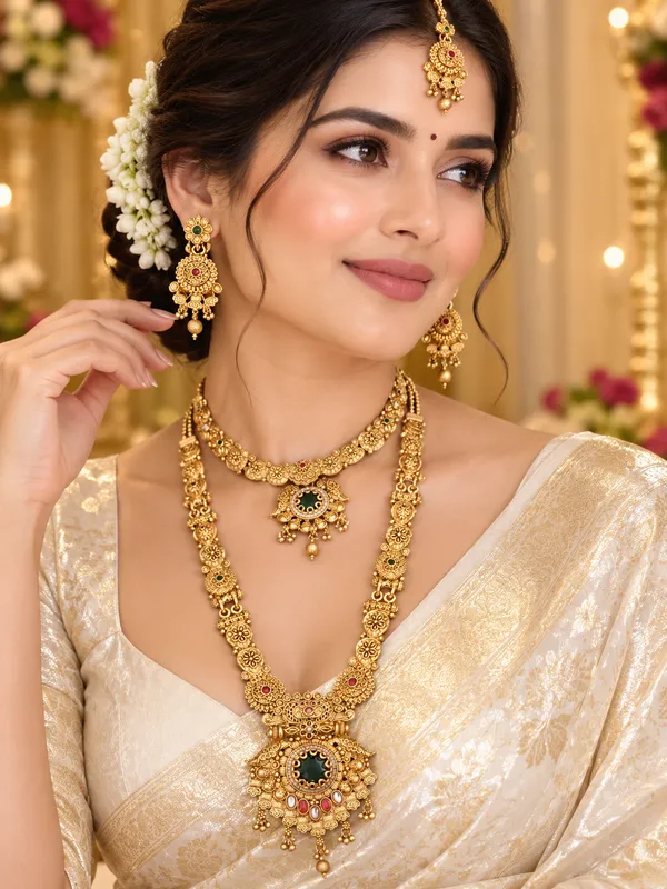 Gold_Plated_Necklace_Premium_Rajwadi_Look_mett_finish__Necklace_Set_For_Women