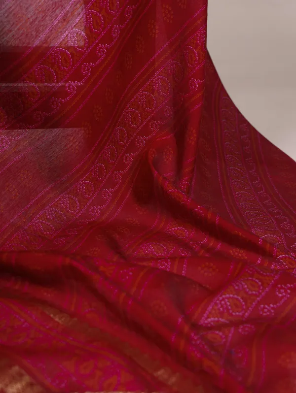 Mustard_Yellow_Bandhej_Print_With_Zari_Weaving_Work