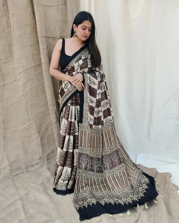 Black_&_Brown_Traditional_Block_Print_Style_Digital_Saree___Original_Japan_Satin_(Devsena_satin)
