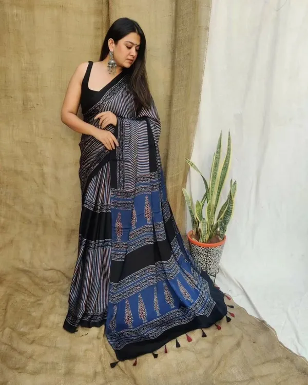 Black_&_Royal_Blue_Digital_Print_Original_Japan_Satin_(Devsena_satin)
