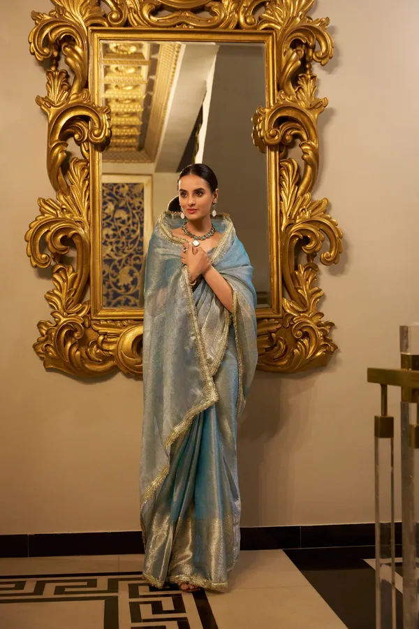 Blue_Tissue_Shimmer_Saree_Zari_Weaving_Work_With_Sequins_Lace_Border