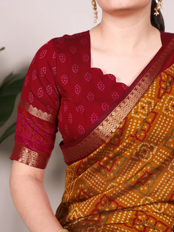 Mustard_Yellow_Bandhej_Print_With_Zari_Weaving_Work