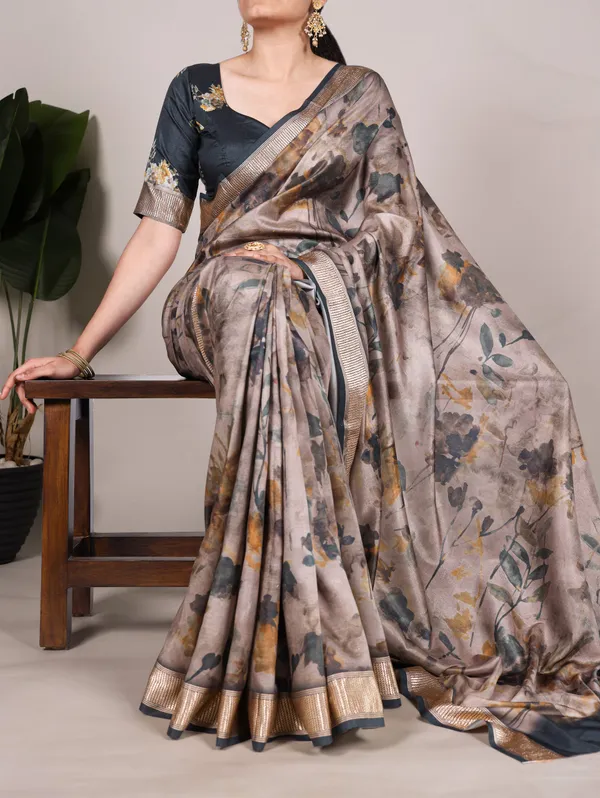 Royal_Black_Digital_Printed_Tasar_Silk_With_Viscose_Border