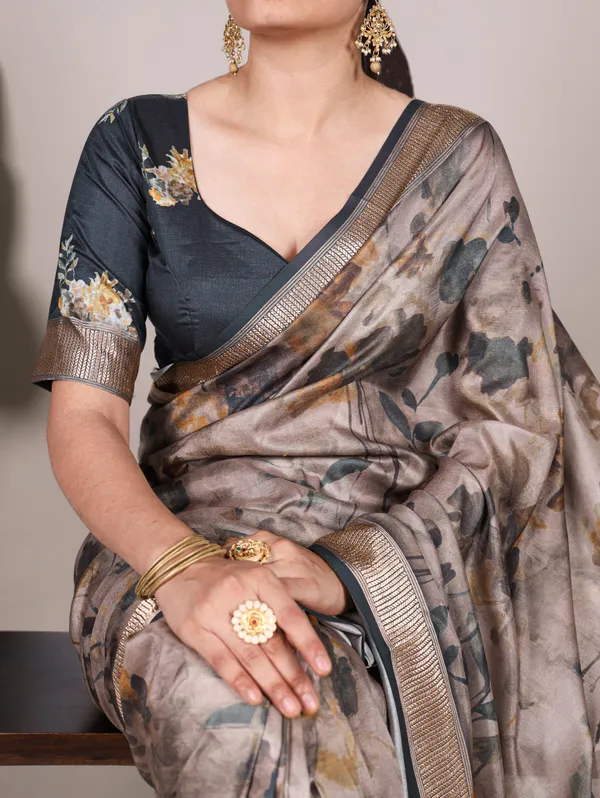 Royal_Black_Digital_Printed_Tasar_Silk_With_Viscose_Border